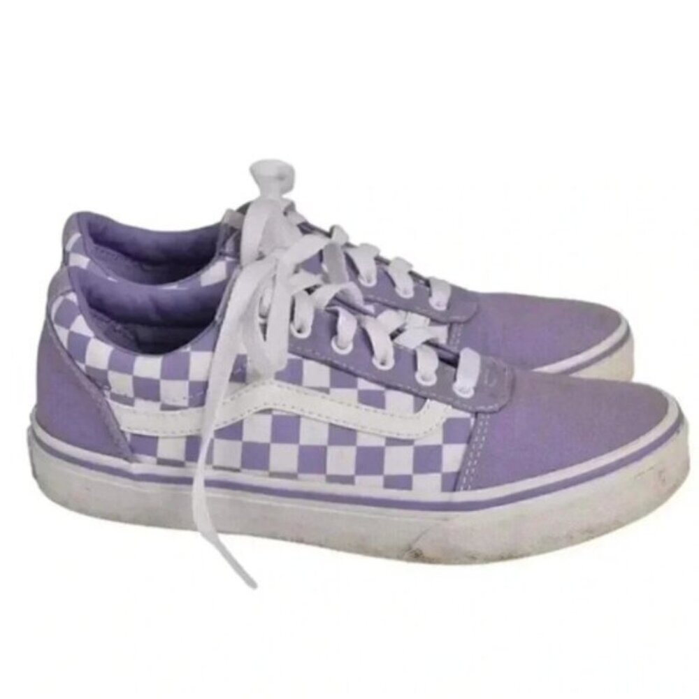 Vans Youth Old  Skool Girls Checkerboard Purple  &  White Checker Lavender Size